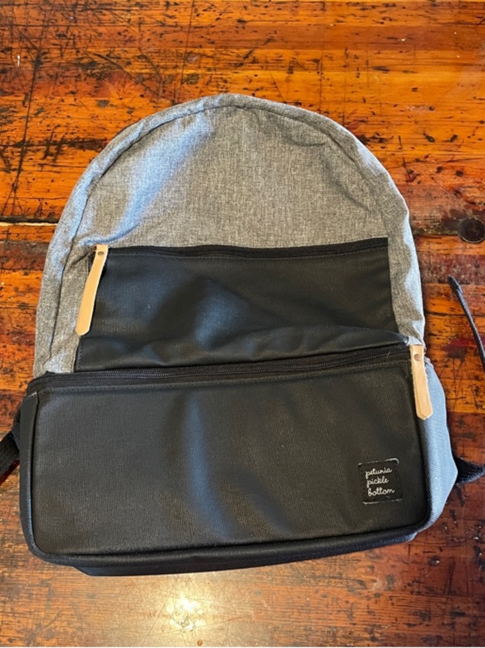 Petunia Pickle Bottom Gray and Black Diaper Backpack